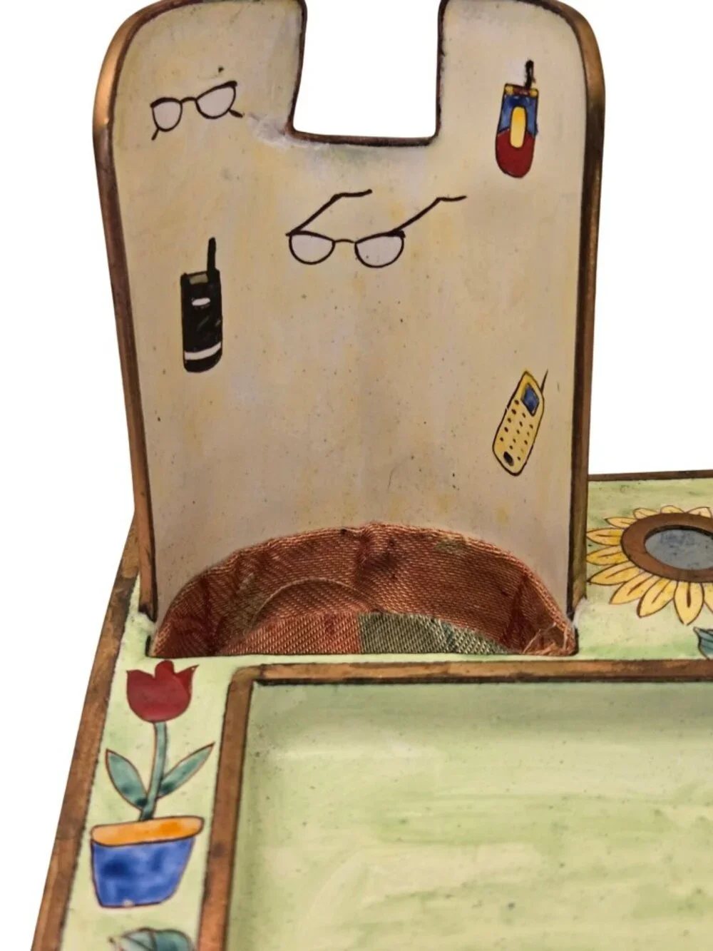 Vintage Kelvin Chen Enamel Desk Organizer With Cat Design 2004